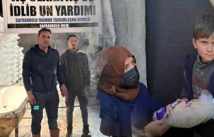 Afrin şehidinin maaşının bir kısmını bağışladığı dernekten İdlib'e yardım